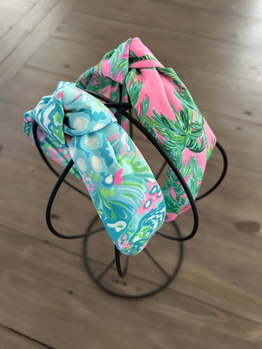 Lilly Pulitzer Twist Knot Headbands TWO Pink and Palm Trees and Baby Blue